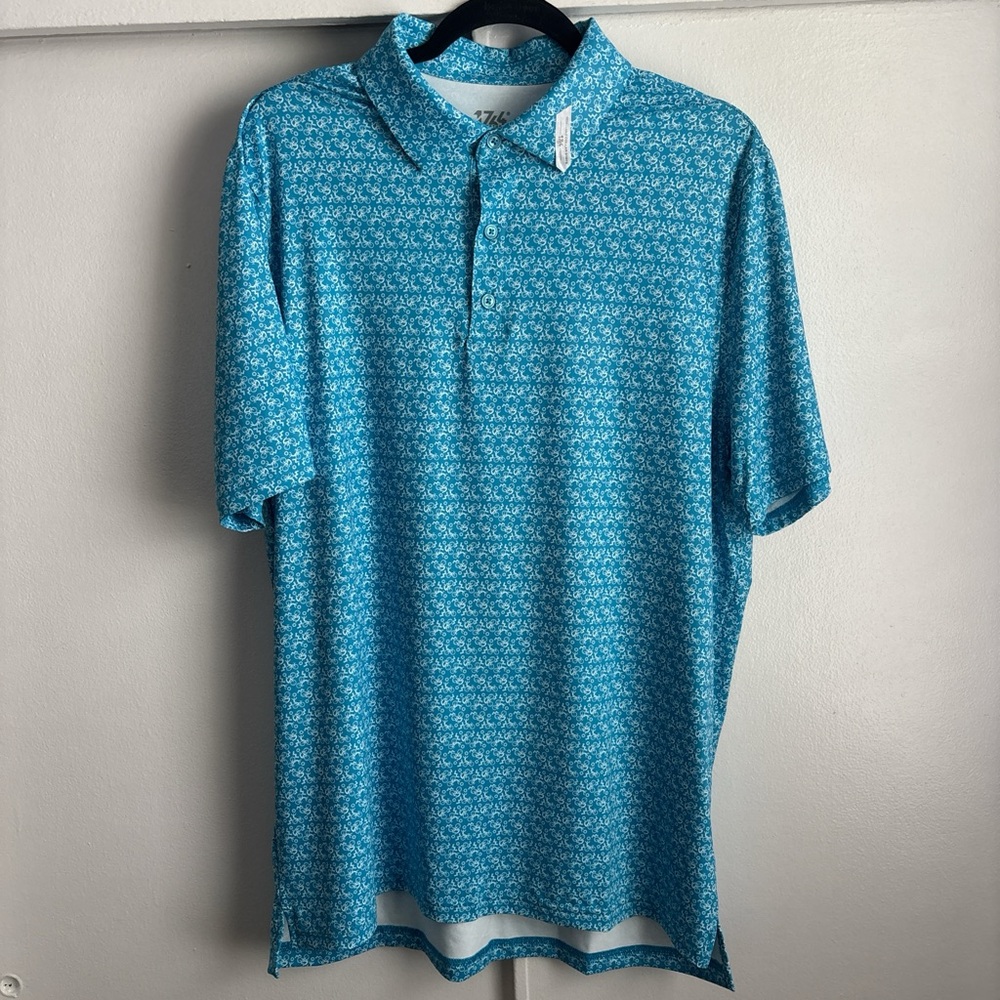 Signature Turquoise Patterned Men's Polo Shirt